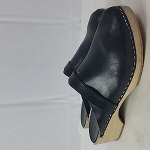 Lotta From Stockholm Black Leather Slip On Clogs